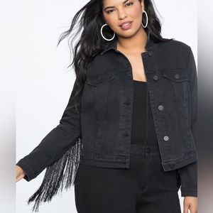 ISO!!! Eloquii Black denim fringe jacket
